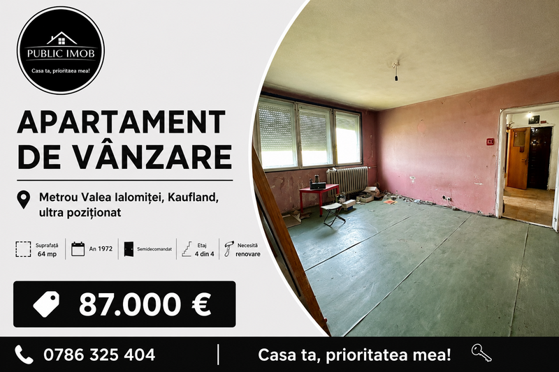 Metrou Valea Ialomitei, Kaufland, ultra pozitionat, 3 camere, renovare